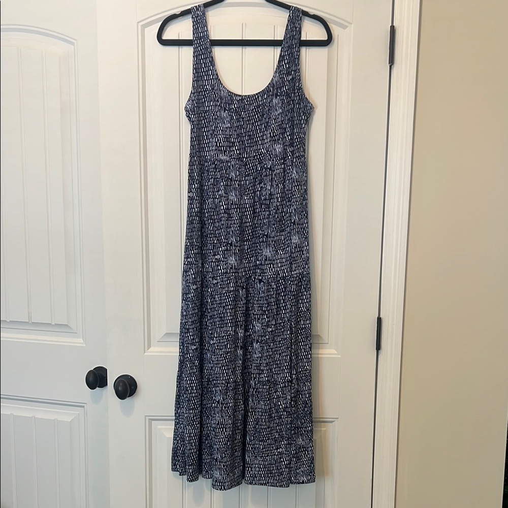 Duffield Lane Blue and White Sleeveless Maxi Sundress